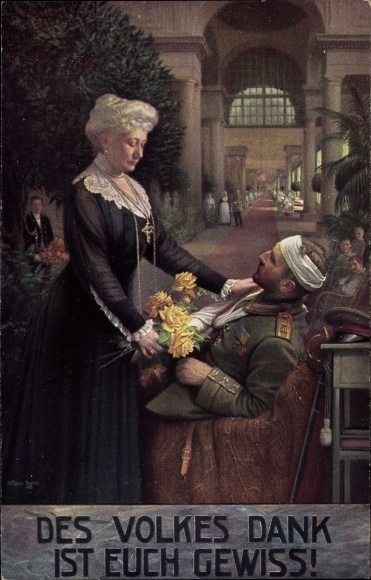 Artist PC Fischer, The people&#39;s thanks are certain, Empress Auguste Viktoria visits a war veteran