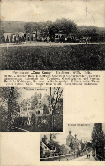 Postcard Hösel Ratingen North Rhine Westphalia, Restaurant Zum Kamp, Hugenpoet Castle