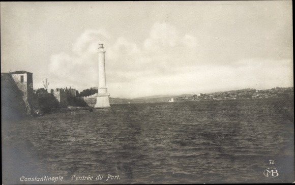 Postcard Constantinople Istanbul Türkiye, L&#39;entree du port, lighthouse