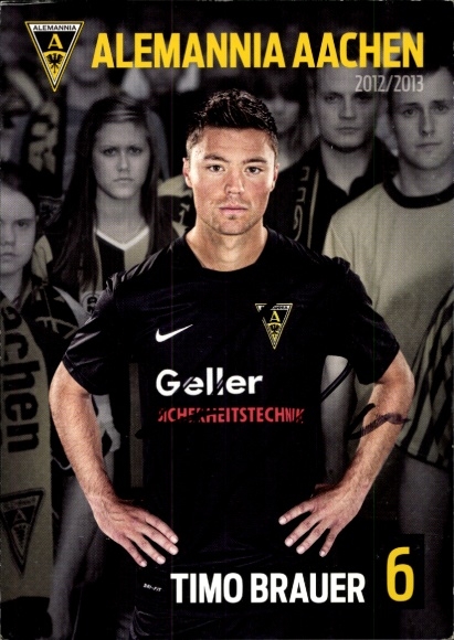 Autogrammkarte Fußballer Timo Brauer, Alemannia Aachen, Autogramm