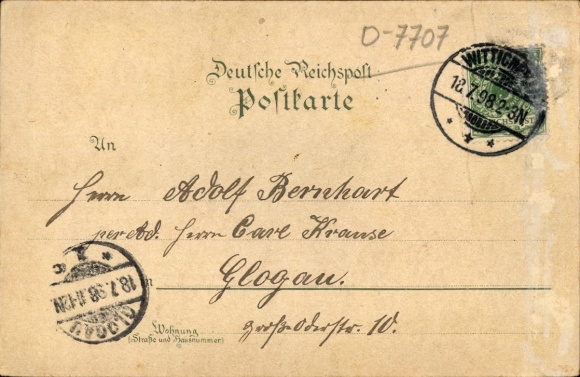 Chromo-Litho Wittichenau in Upper Lusatia, market square, orphanage, parsonage, Brauners Hotel