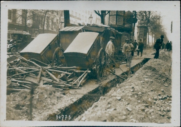 Foto Paris IX., Faubourg Montmartre, Straßenarbeiten Boulevard Poissonniere, 1913