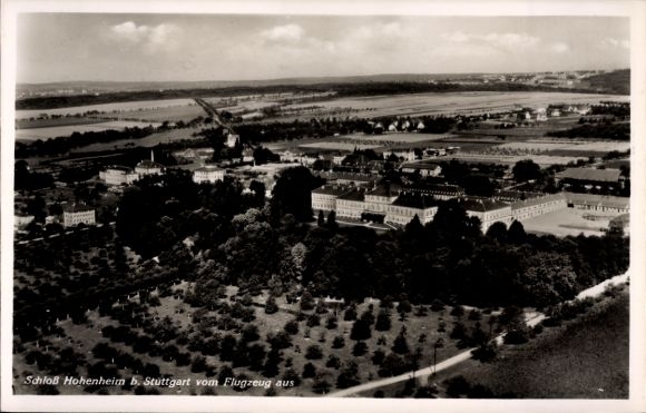 Postcard Hohenheim Stuttgart in Württemberg, aerial photograph of Stuttgart Castle, gardens, architecture