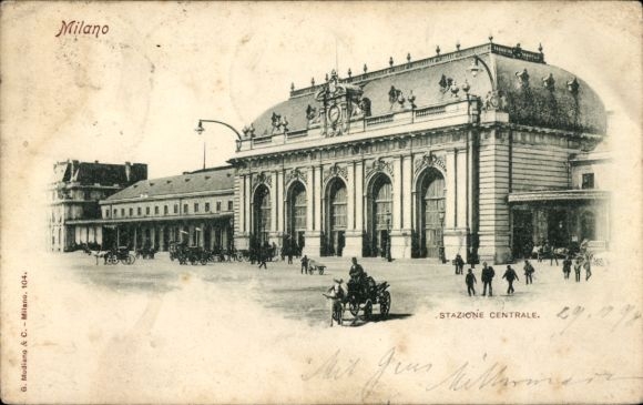 Postcard Milano Milan Lombardy, Central Station, Central Station