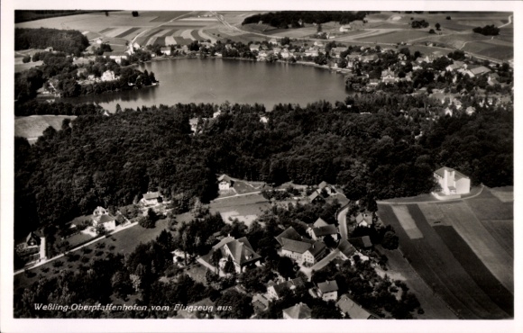 Postcard Wessling Weßling Upper Bavaria, aerial photograph