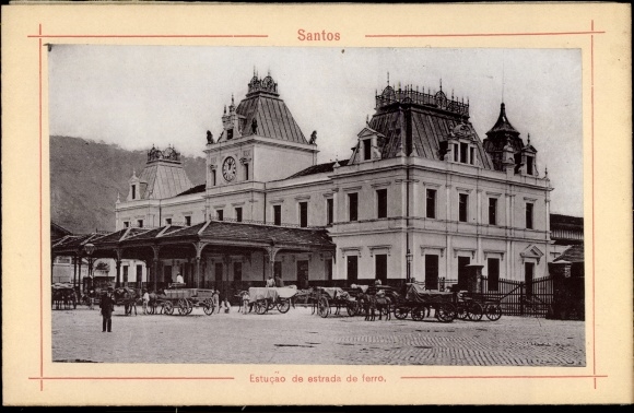 foto Santos Brazilië, Estucao de estrada de ferro, treinstation, rijtuigen