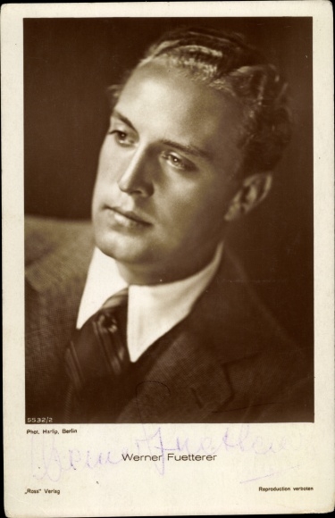 Postcard actor Werner Fuetterer, portrait, autograph