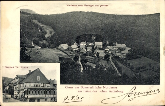 Ak Nordenau Schmallenberg im Sauerland, Panorama, Gasthof