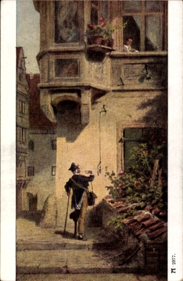 Kunstenaar Ak Spitzweg, Carl, de brievendrager