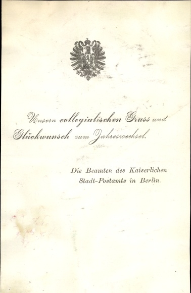 Postkantoor Nieuwjaarsgroeten - De ambtenaren van het keizerlijke stadspostkantoor in Berlijn rond 1890