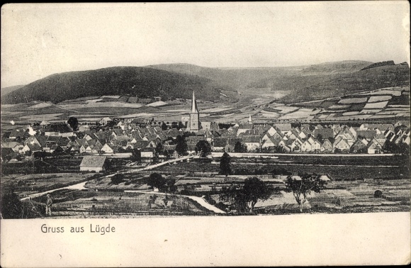 Postcard Lügde in the Weserbergland, panorama