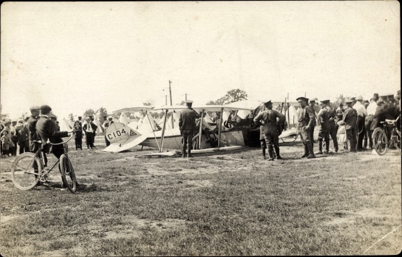 Photo Postcard aircraft C 104 after a crash landing
