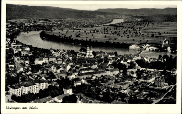 Postcard Bad Säckingen on the High Rhine, aerial photograph
