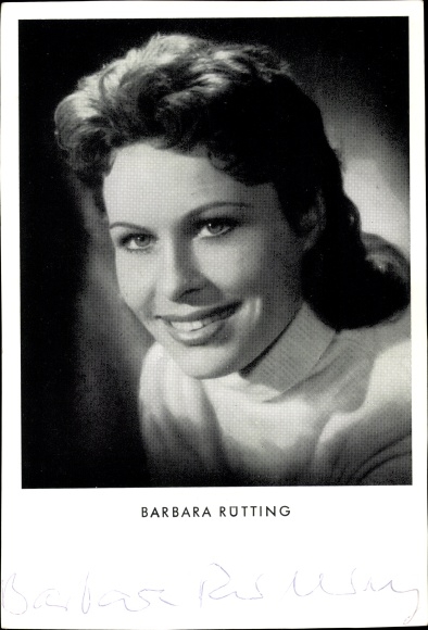 Postcard actress Barbara Rütting, portrait, autograph