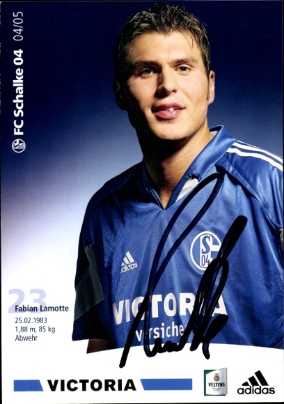 Karta z autografem piłkarza Fabiana Lamotte'a, FC Schalke 04, autograf
