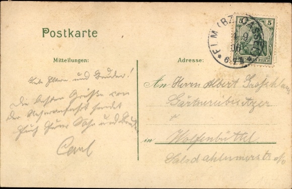 Chromo-Litho Elm Schluechtern in Hesse, train station, track side, Brandenstein Castle, Ramholz Castle