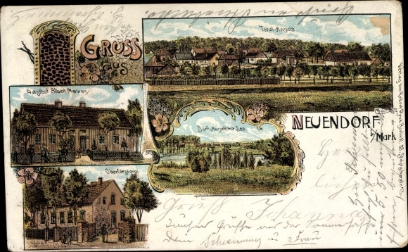 Chromo-Litho Neuendorf Löwenberger Land Oberhavel, Gasthof Albert Mewes, Oberförsterei