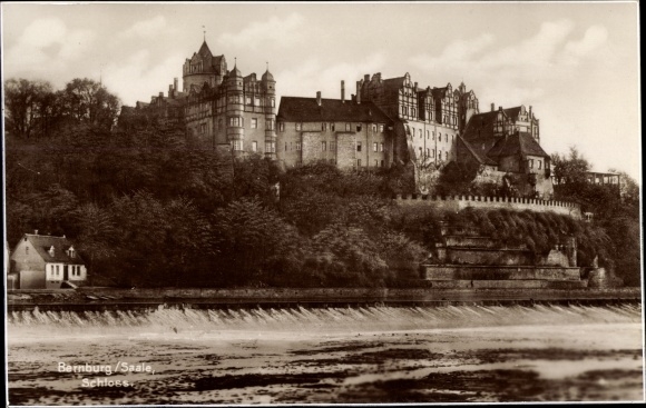 PC Bernburg on the Saale Salzlandkreis in Saxony Anhalt, lot at the castle, weir