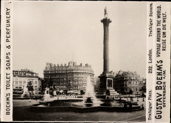 Photo London City, Trafalgar Square, advertising Boehm's Toilet Soaps