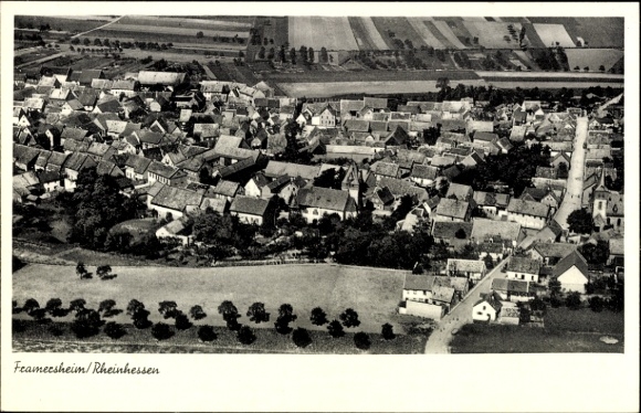 Postcard Framersheim in Rheinhessen, aerial photograph