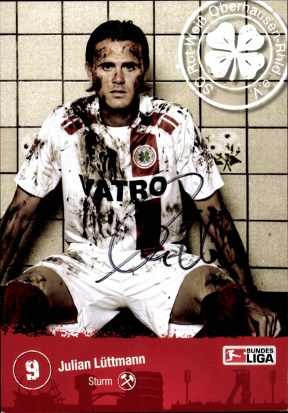 Autogrammkarte Fußballer Julian Lüttmann, Rot-Weiss Oberhausen, Autogramm
