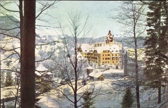 Postcard Semmering in Lower Austria, Hotel Erzherzog Johann in winter
