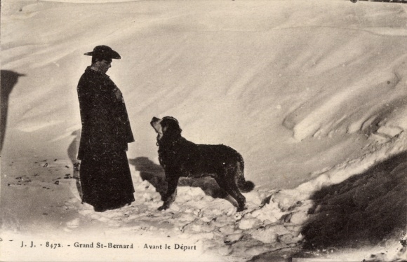 Postcard St. Bernard, Grand St-Bernard, Avant le Départ