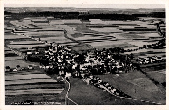 Postcard Pottiga Saale Orla Kreis, aerial photograph