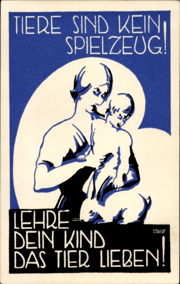 Artist Postcard Vienna Animal Welfare Association, animals are not toys, teach your child to love animals