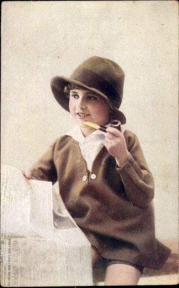 Postcard Girl with Tobacco Pipe