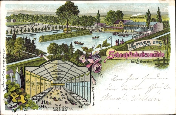 litho Schwelm in Westfalen, Inn Schnupftabaksmühle, binnenaanzicht, hal