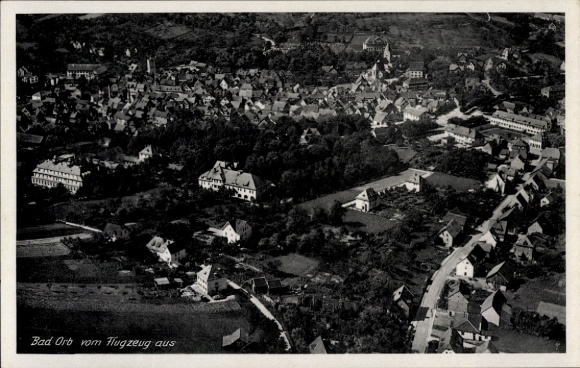 Postcard Bad Orb in the Spessart, aerial photograph
