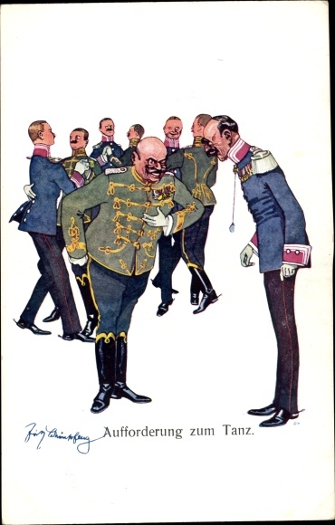 Künstler Ak Schönpflug, Fritz, KuK Soldaten, Husar, Aufforderung zum Tanz