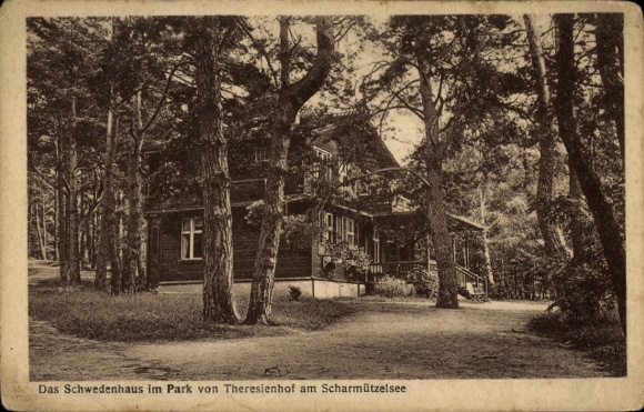 Postcard Bad Saarow in der Mark, Swedish house in the park of Theresienhof on Scharmützelsee