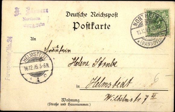Chromo-Litho Hammenstedt Northeim, total view, market square, imperial post office, seminar