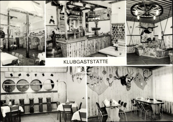 Postcard Marienthal Zehdenick in der Mark, various interior views, club restaurant, cozy exterior