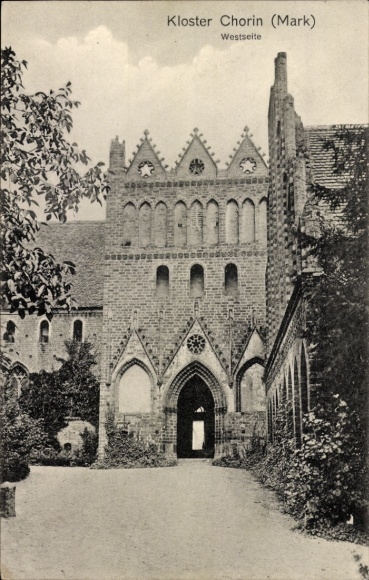 Postcard Chorin in der Mark, Chorin Monastery, west side