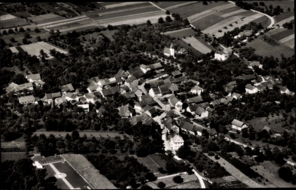 Postcard Dettighofen in Baden, aerial photo