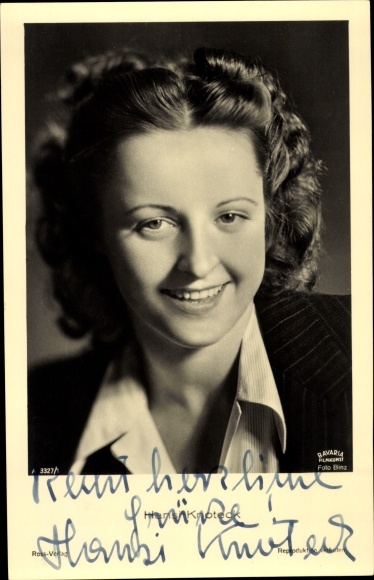 Ak Schauspielerin Hansi Knoteck, Portrait, Ross Verlag A 3327/1, Autogramm