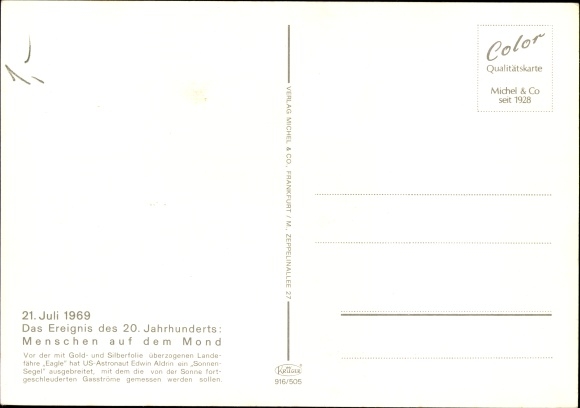 Postcard July 21, 1969, Landing on the Moon, Edwin Aldrin