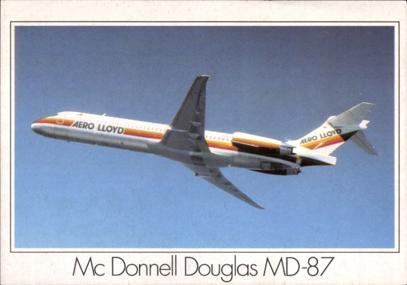 Postcard passenger aircraft Aero Lloyd, Mc Donnell Douglas MD 87