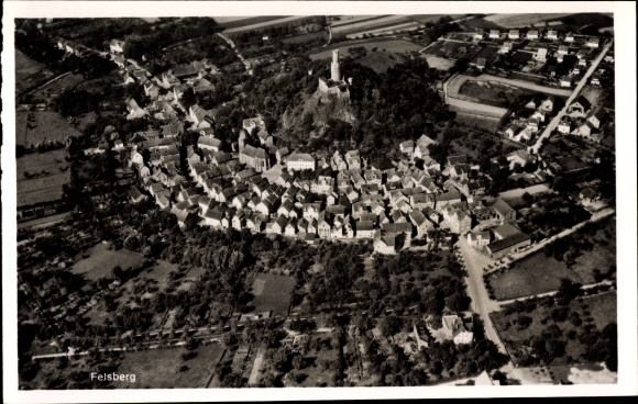 Postcard Felsberg, aerial photograph of the city, surroundings