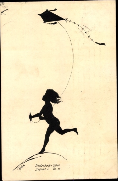 Paper cut PC Diefenbach, divine youth 1, sheet 13, kite