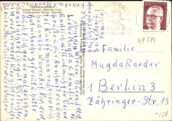Postcard Wersen Büren in Westphalia, Church, Berliner Platz, Kindergarten, Attersee