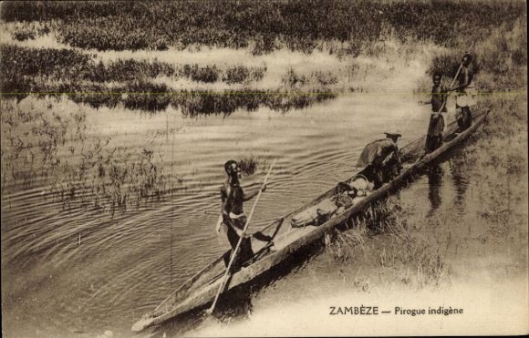 Ak Sambia, Pirogue indigène, Afrikaner, Einbaum