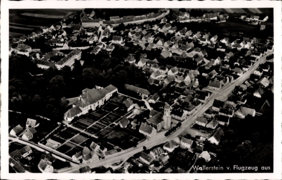 Postcard Wallerstein in Swabia, aerial photograph
