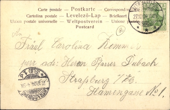 Passepartout Postcard Montreux-Château Territoire de Belfort, German-French border