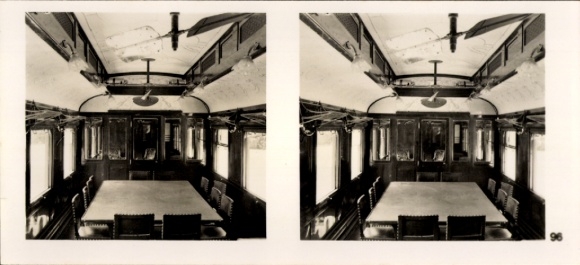 Stereo image photo "The Fight in the West" No. 96, Marechal Foch's car, Compiegne