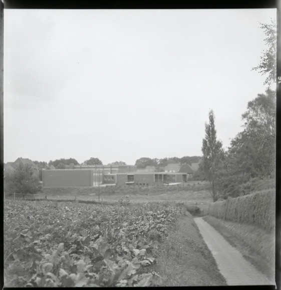 7 celluloid negatives Erlte Visbek in Lower Saxony, school, street, field path