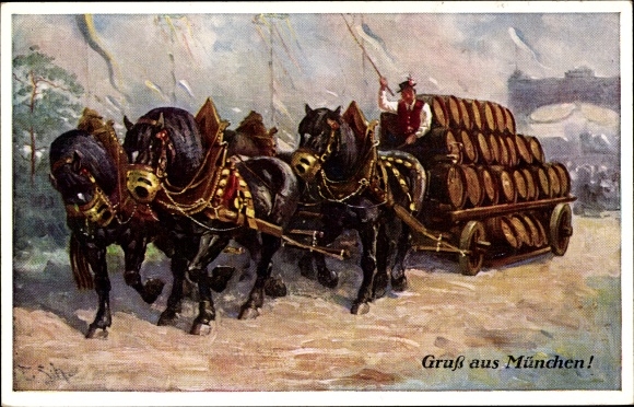 Artist PC Greetings from the Oktoberfest, horse-drawn carriage